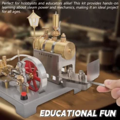 RETROL SE-02 Full Metal Stationary Steam Engine Model and Boiler Model Kit with Generator and Street Lamp