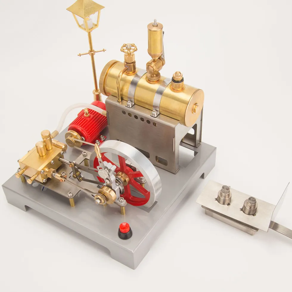 RETROL SE-02 Full Metal Stationary Steam Engine Model and Boiler Model Kit with Generator and Street Lamp