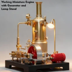 RETROL SE-03 Working Stationary Mill Steam Engine Model Kit with Boiler, Generator and Lamp Stand