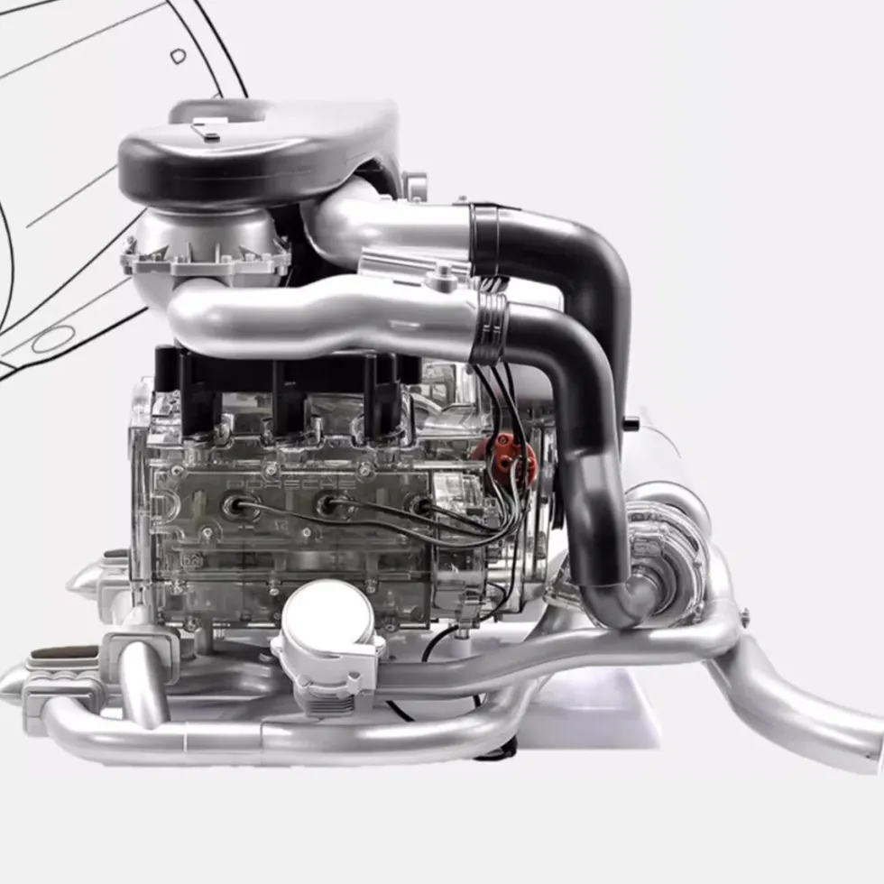 1/3 Scale DIY Horizontal Opposed 6-Cylinder Engine Kit with Operational Turbocharger - Electric Motorized STEM Educational Display Model