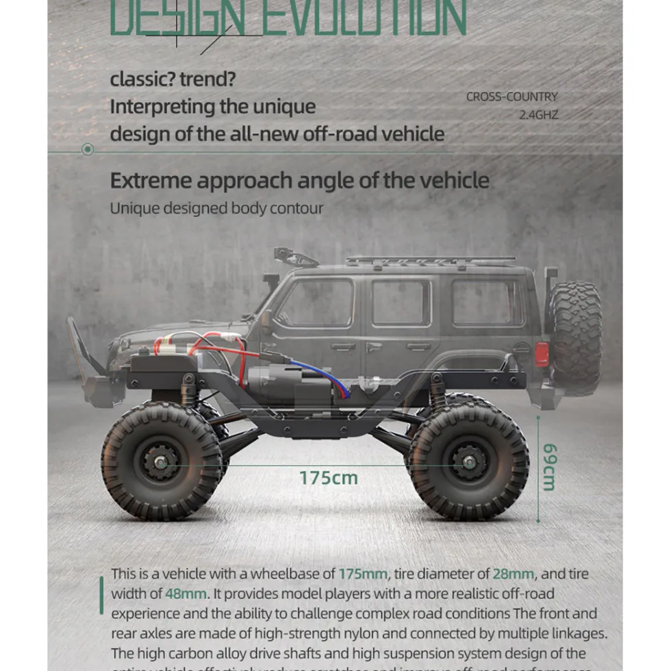 1/16 Scale Full-Proportional RC Crawler - Entry-Level Performance, High-detail Design