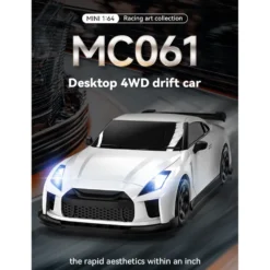 1/64 Scale 2.4G 4CH 4WD Half-Proportional Steering RC Drift Car with Realistic Brake Calipers