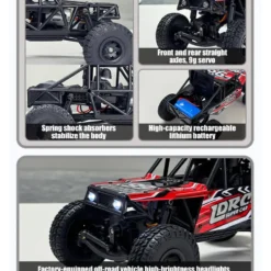 1/18 Scale 2.4G 3CH 4WD Tube Chassis Off-Road RC Car Model with Flip-up Headlights