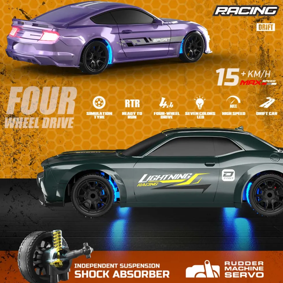 1/43 Scale 2.4G Full-Proportional Mini Electric RC Drift Racing Car Model with LED Lights