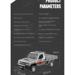 1/14 Scale 2.4G Full-Proportional RC Pickup Truck with Independent Suspension and Adjustable Gear Settings