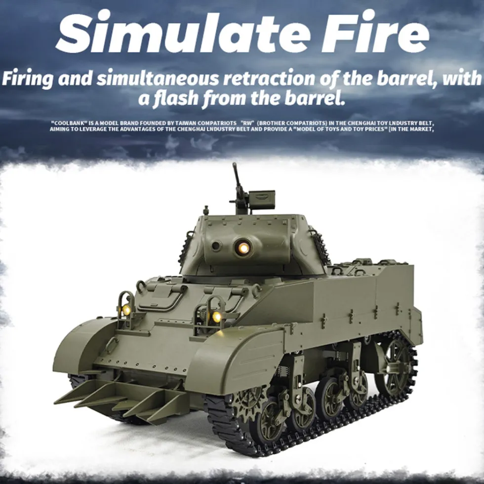 1/16 Scale 2.4G U.S. M8 Self-Propelled Howitzer RC Simulation Tank Model with Sound and Lights, Telescoping Smoke, Dual-Speed Modes