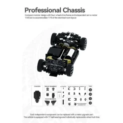 1/43 Scale 4WD RC Drift Car – Full-Proportional Control, Independent Suspension, LED Simulation Lights