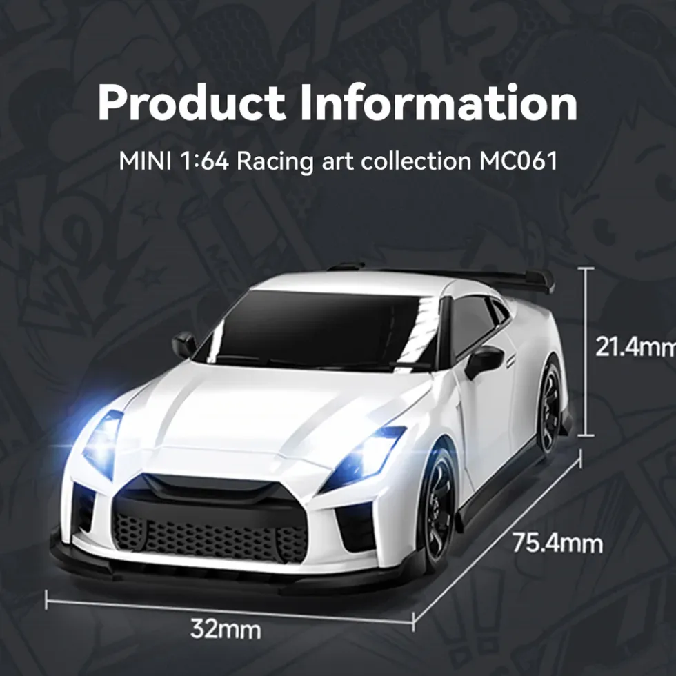 1/43 Scale 4WD RC Drift Car – Full-Proportional Control, Independent Suspension, LED Simulation Lights