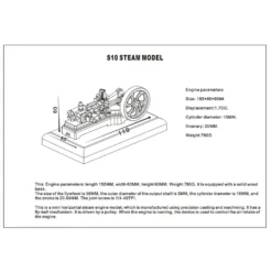 S10 1.7CC Mini Retro Horizontal Single-cylinder Reciprocating Double-acting Mill Steam Engine Model Toys with Speed Reducer