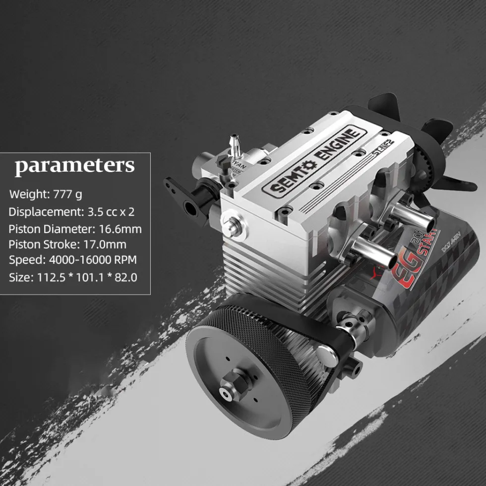SEMTO ENGINE ST-NF2 7.0cc Mini Inline Double-cylinder Four-stroke Air-cooled Nitro Engine Model Kit