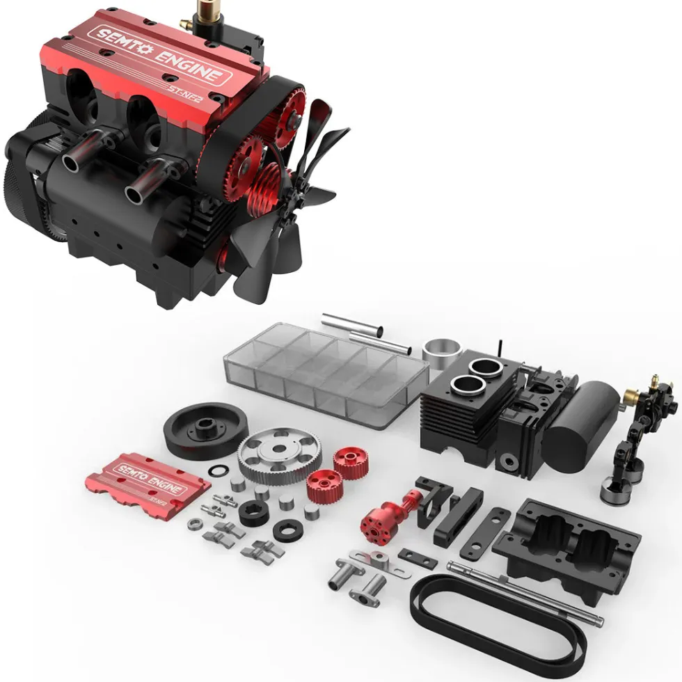 SEMTO ENGINE ST-NF2 7cc SOHC Inline 2 Cylinders 4 Stroke Air Cooled Nitro Engine Model Kit - FS-L200AC