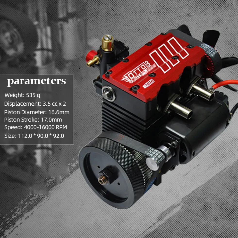 SEMTO ENGINE ST-NF2 7cc SOHC Inline 2 Cylinders 4 Stroke Air Cooled Nitro Engine Model Kit - FS-L200AC