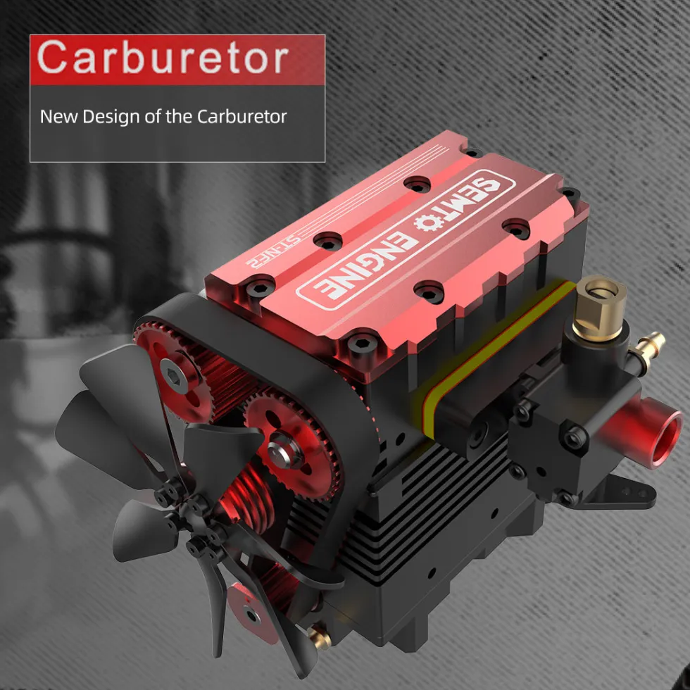 SEMTO ST-NF2 Engine 7cc SOHC Inline 2 Cylinders 4 Stroke Air Cooled Nitro Engine Model Kit - Build Your Own Engine that Works