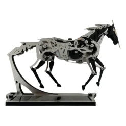 Solar Powered Mechanical Running Horse 3D Metal Puzzle Kit, DIY Steampunk Model Decor
