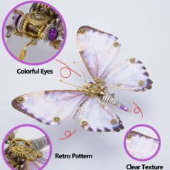 Steampunk 3D Butterfly Model Metal Puzzle DIY Assembly Kit for Kids, Teens and Adults (150PCS+)