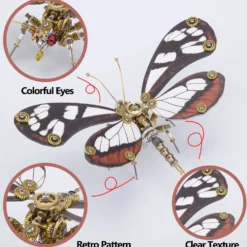 Steampunk 3D Butterfly Model Metal Puzzle DIY Assembly Kit for Kids, Teens and Adults (150PCS+)