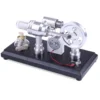 Stirling Engine Kit Double-Cylinder Stirling Engine Generator Electricity with Colorful LED Lights