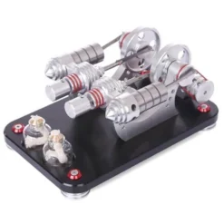 Stirling Engine Kit Two Cylinder Stirling Engine with Electricity Generator Model Gift Collection