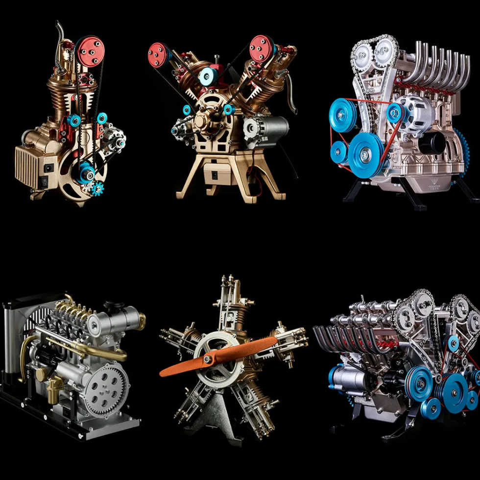 TECHING Full Metal Car Engine Model Kit That Works - Build Your Own Engines - Gift Collection