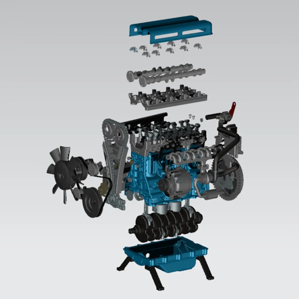 TECHING L4 Engine Model Kit that Works - Build Your Own Engine - Full Metal 4 Cylinder Car Engine Kit Car Engine Model