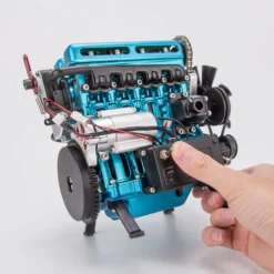 TECHING L4 Engine Model Kit that Works - Build Your Own Engine - Full Metal 4 Cylinder Car Engine Kit Car Engine Model Upgraded Version