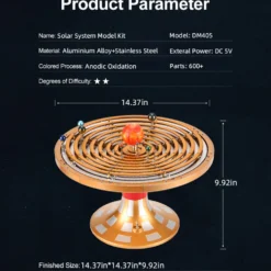TECHING Metal DIY Mechanical Solar System Model Kit Dynamic Orbital Desk Ornament - 600+PCS