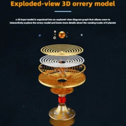 TECHING Metal DIY Mechanical Solar System Model Kit Dynamic Orbital Desk Ornament - 600+PCS