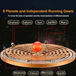 TECHING Metal DIY Mechanical Solar System Model Kit Dynamic Orbital Desk Ornament - 600+PCS