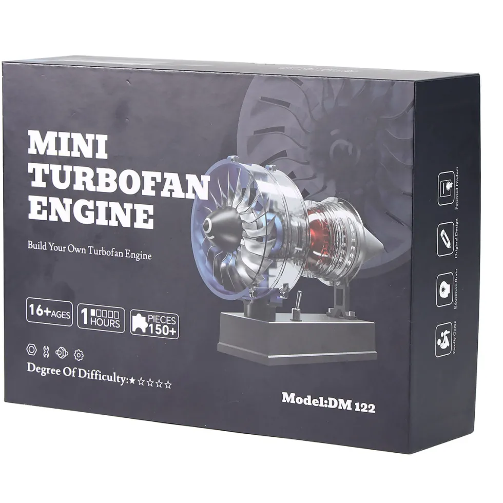 TECHING Mini Turbofan Engine Kit that Works - DIY Metal Electric Jet Engine with Visible Mechanics for STEM Education