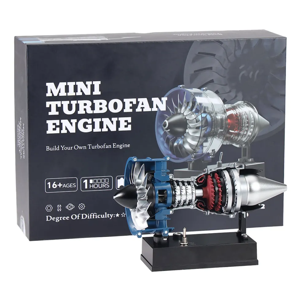 TECHING Mini Turbofan Engine Kit that Works - DIY Metal Electric Jet Engine with Visible Mechanics for STEM Education