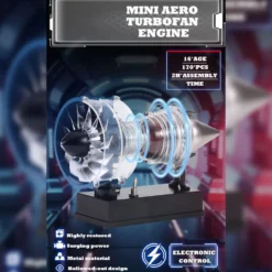 TECHING Mini Turbofan Engine Kit that Works - DIY Metal Electric Jet Engine with Visible Mechanics for STEM Education