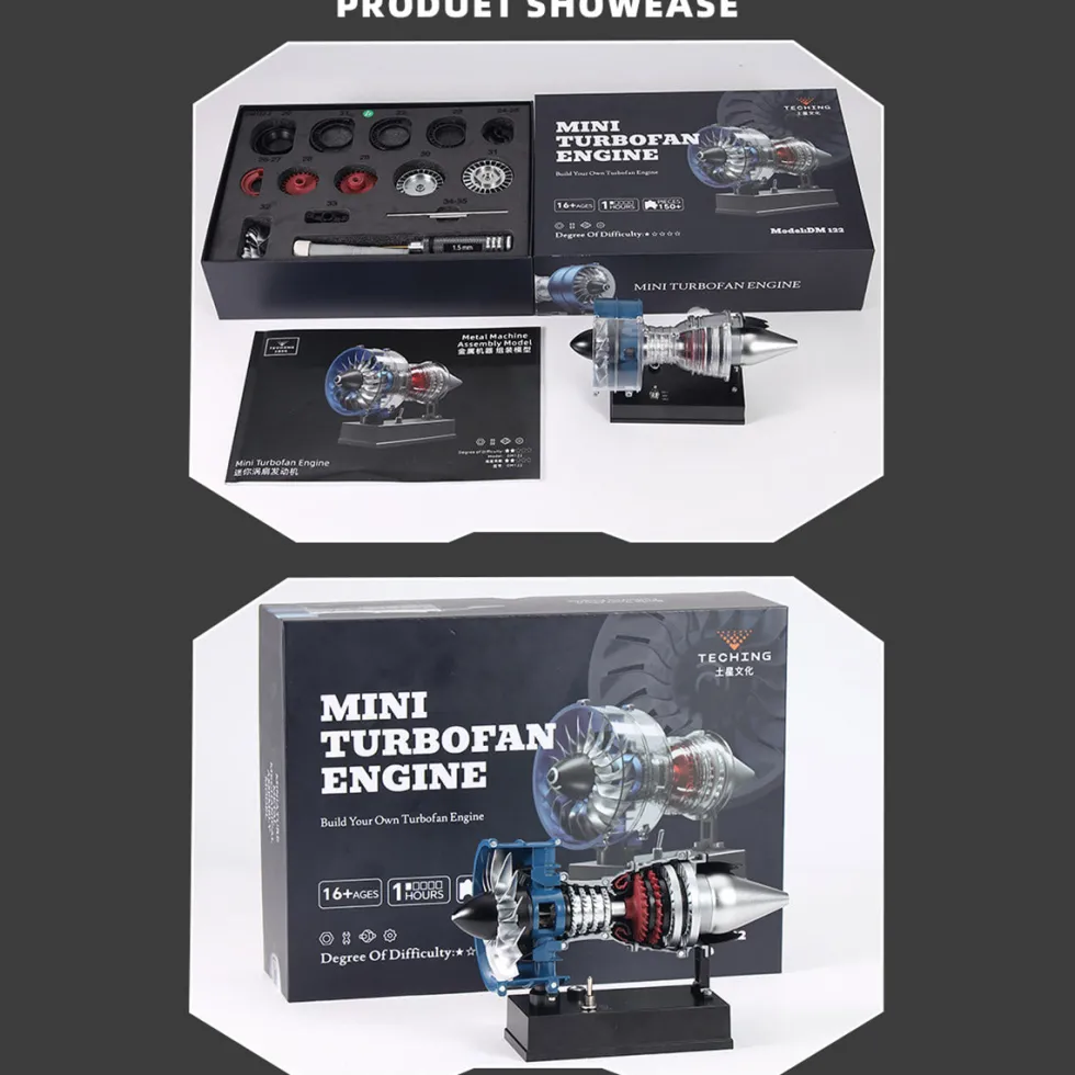 TECHING Mini Turbofan Engine Kit that Works - DIY Metal Electric Jet Engine with Visible Mechanics for STEM Education