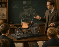 TECHING World's 1st Automobile that Works - Build Your Own Retro Car - Full Metal Three-Wheel Model Kit 430+Pcs