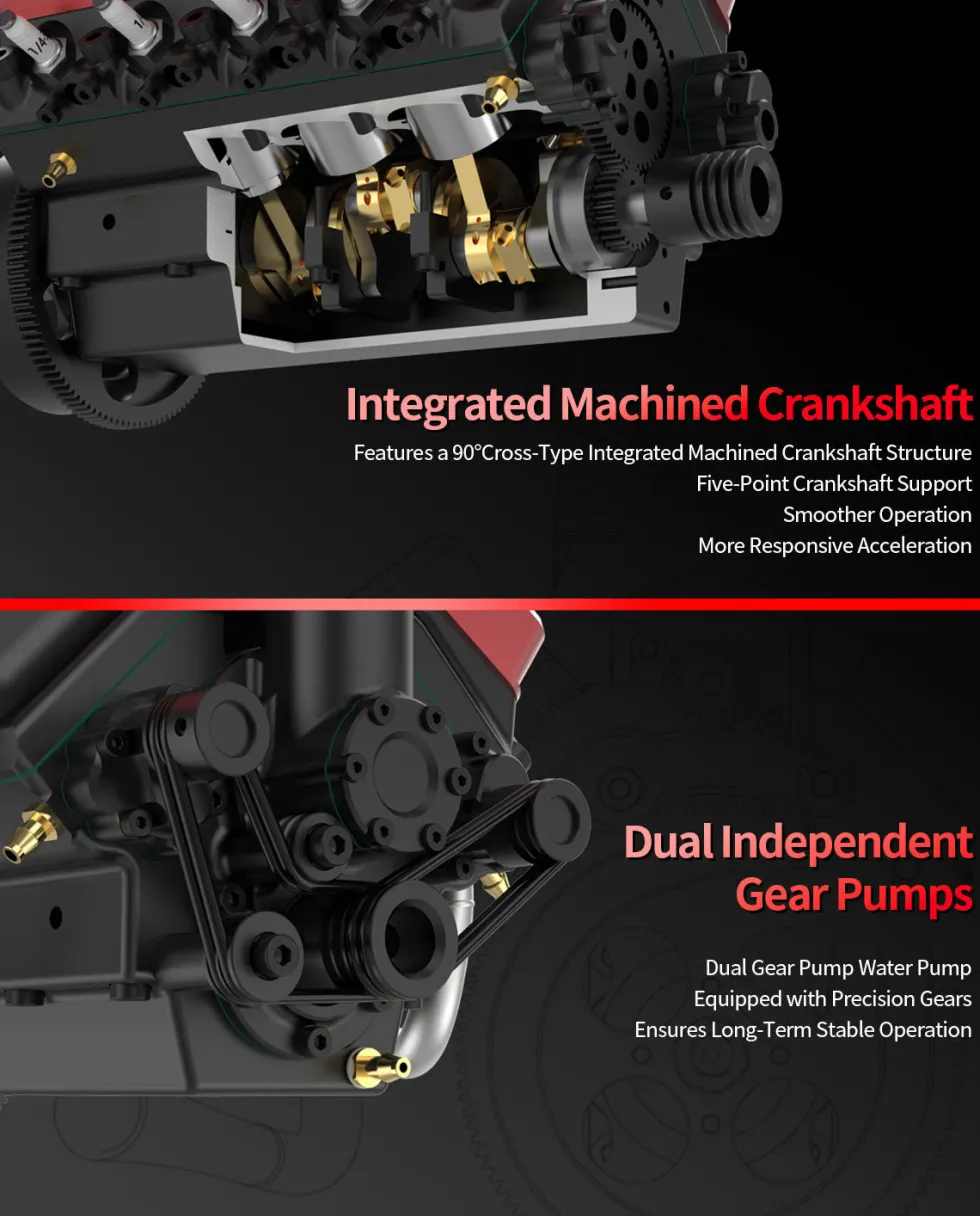 TOYAN V8 Engine FS-V800WGPC 28cc OHV Gasoline Engine - Build Your Own V8 Engine - V8 Engine Model Kit That Works