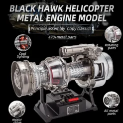 T700 Turboshaft Engine Model Kit that Works - Build Your Own Turboshaft Engine - TECHING 1/4 Metal Simulation Electric Military Helicopter Turboshaft Engine Model DM136