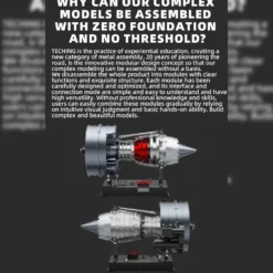 Turbofan Engine Model Kit that Works - Build Your Own Turbofan Engine - TECHING 1/12 Full Metal Dual-Spool Turbofan Engine Model Kit 300+PCS