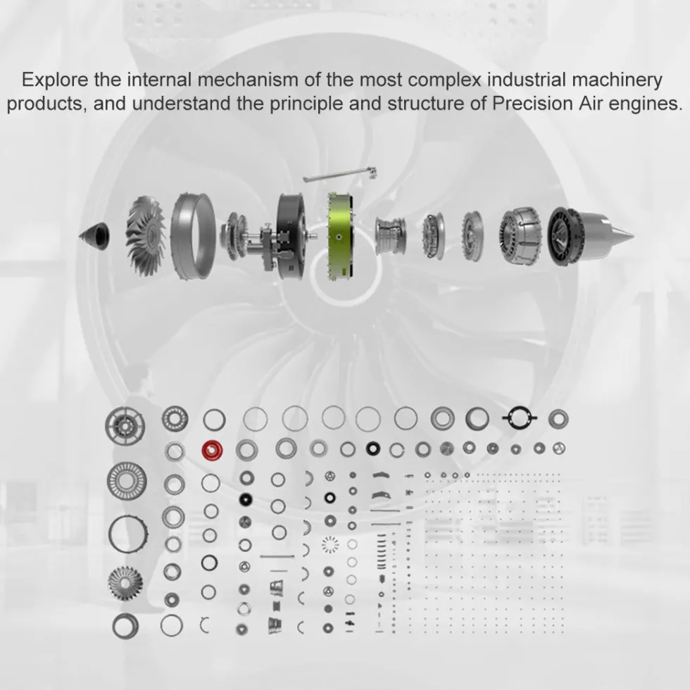 Turbofan Engine Model Kit that Works - Build Your Own Turbofan Engine - TECHING 1/10 Full Metal Dual-Spool Turbofan Engine Aircraft Jet Engine Model 1000+Pcs
