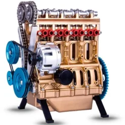 V4 Car Engine Assembly Kit Full Metal 4 Cylinder Car Engine Building Kit