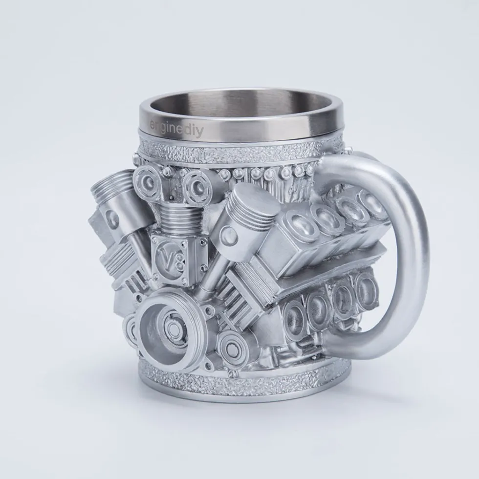 V8 Engine Coffee Cup with Stainless Steel Liner Creative Gift