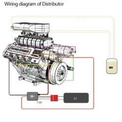 V8 Engine Distributor + Wire Set for TOYAN × HOWIN FS-V800G Engine Model