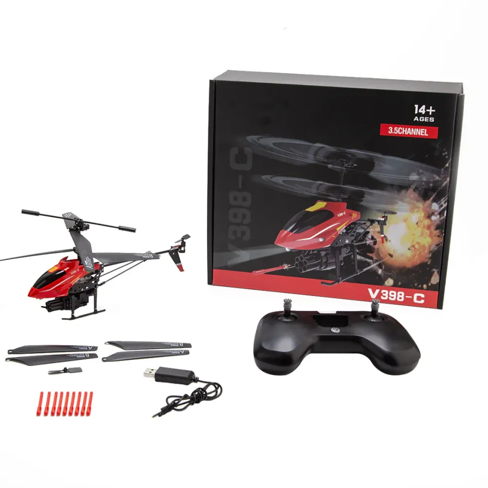 WL V398-C Missile Aircraft 2.4G 4CH Dual-Blade RC Helicopter With Adjustable Left/Right Hand Throttle
