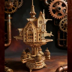 Wooden DIY Sky Sanctuary Castle 3D Model Kit - Desk Decor & Gift