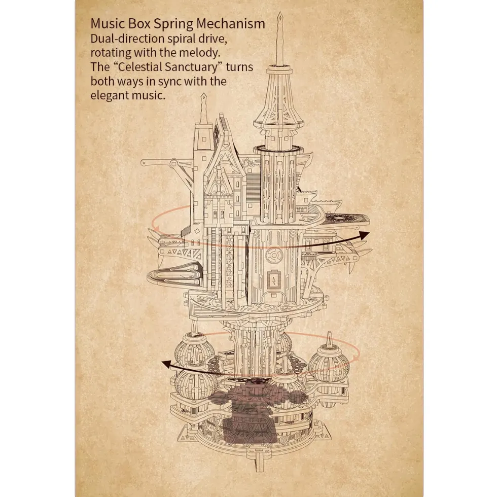 Wooden DIY Sky Sanctuary Castle 3D Model Kit - Desk Decor & Gift