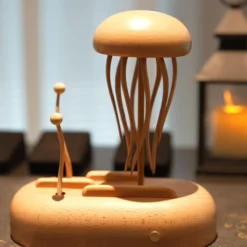Wooden Jellyfish Bionic Ocean Creature Model – Dynamic Desktop Stress Relief Display