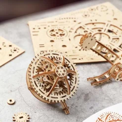 Wooden Tourbillon Timer 3D Assembly Model Kit with Mechanical Transmission