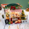 Wood Handcrafted Miniature Christmas Candy House Model Kit