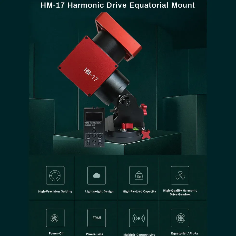 XJ HM-17 Harmonic Equatorial Mount with Hand Controller, Compatible with NINA, ASCAIR