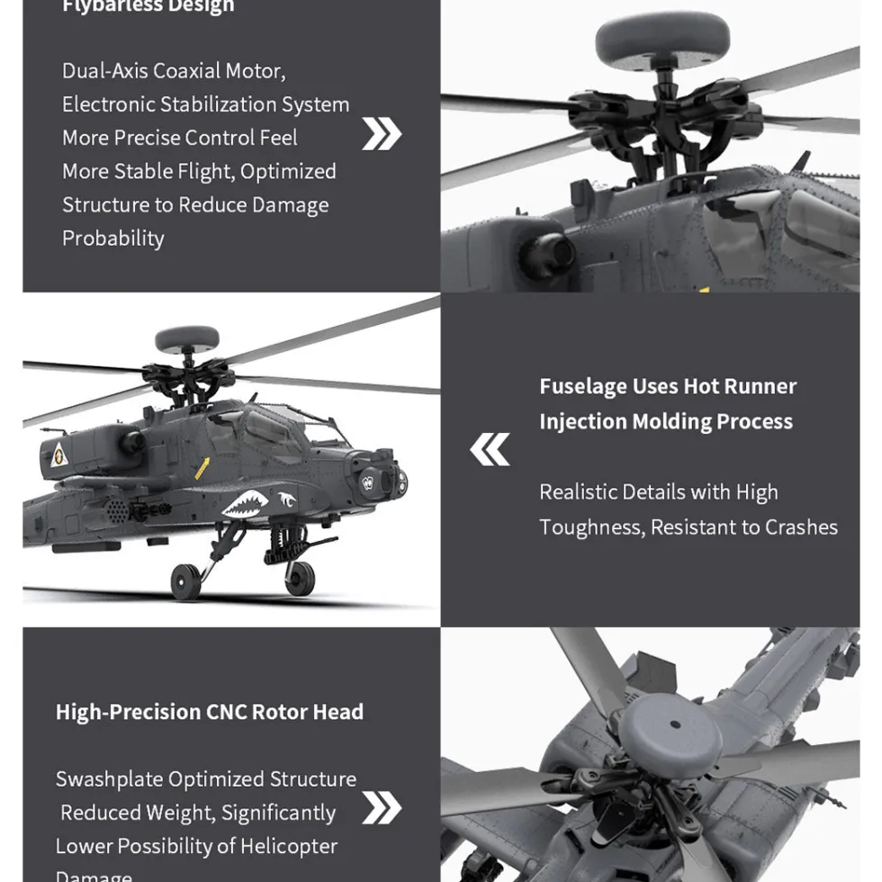 YU XIANG Apache GPS Helicopter F11-S AH64 1/32 Scale 2.4G 6CH RC Dual-Axis Co-Drive Flybarless 6G/3D Stunt