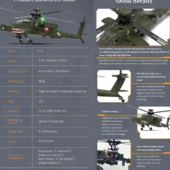 YU XIANG F11 AH64 1/32 Scale 2.4G 6CH BNF Version Helicopter Model