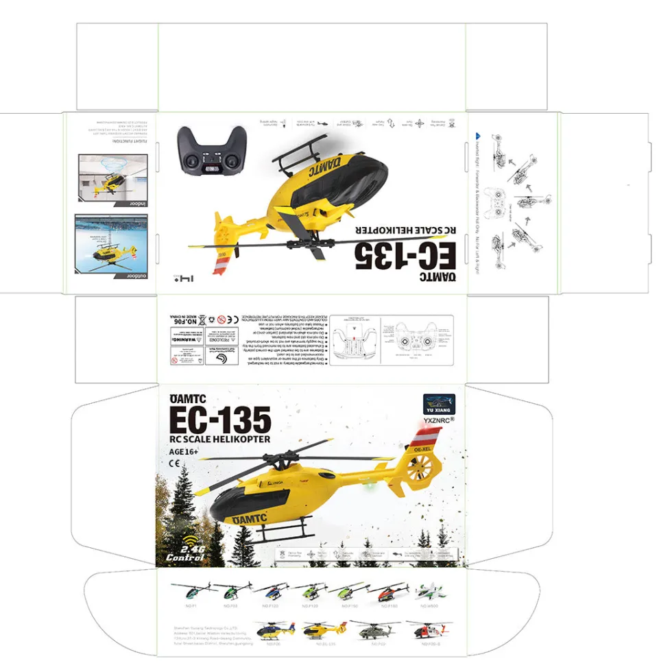 YU XIANG F06 RC Helicopter 1/36 Scale EC-135 2.4G 6-Channel Direct-Drive Brushless 3D Aerobatic Aircraft Model